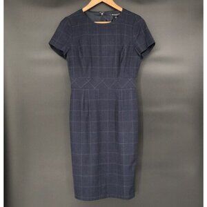 NWT Brooks Brothers Women's Plaid Wool Blend Sheath Dress 4 Navy Dark Academia